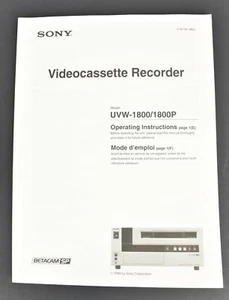 Grabadora de video Sony UVW-1800/1800P manual de instrucciones de funcionamiento en inglés - Imagen 1 de 1