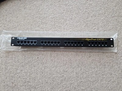 Black Box JPM610A 24 Port 1U GigaTrue Cat 6e RJ45 Patch Panel Rack Mountable  - Image 1 of 2