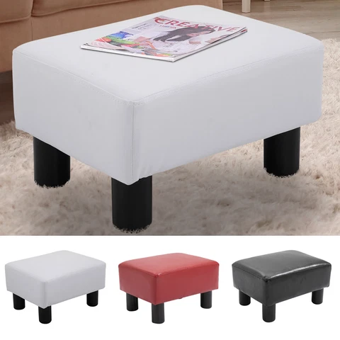 Modern Faux Leather Ottoman Footrest Stool Foot Rest Small Chair Seat Sofa Couch Cover
