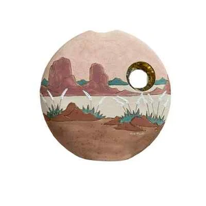 Vera Russell 22k Gold Highlighted Desert Landscape Vase / Pottery Signed 19” - Picture 1 of 11