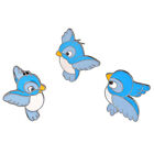 3Pcs Enamel Blue Bird Brooch Bin Animal Pin Jacket Shirt Badge Jewelry Gift  ^Ga