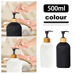 500ml Bambuspumpe Seifenspender leer nachfüllbar Badezimmer flüssige Lotion Flasche - Bild 1 von 21