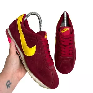 Nike Vintage 80er Wildleder Cortez Laufen Track Turnschuhe MANGELHAFT weinrot Damen 6,5 - Bild 1 von 10