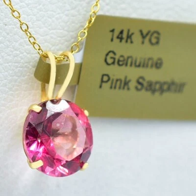 COLGANTE ZAFIRO ROSA GENUINO 3,76 quilates oro amarillo 14K - Valoración gratuita - Nuevo con etiquetas Foto 1 de 4