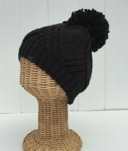 New Kids Winter Beanie Hat Knitted With Pom Pom Black Warm Soft #E - Picture 1 of 3