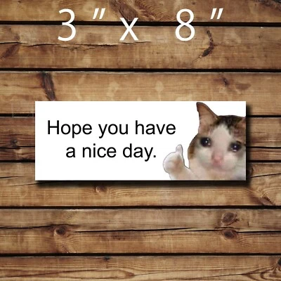 Que tengas un buen día gato triste divertido lindo bofetada JDM vinilo pegatina parachoques calcomanía coche Foto 1 de 2