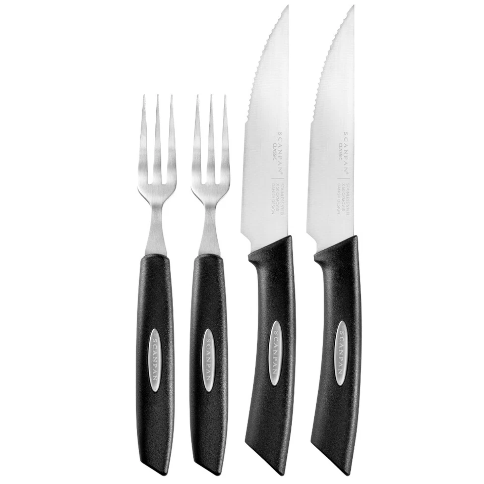 New 4pc Scanpan Texas Steak Knife & Fork 4 Piece Set - Image 1 of 1