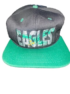 VINTAGE Philadelphia Eagles Hat Cap Snap Back Black #1 Apparel Football Mens 90s - Picture 1 of 8