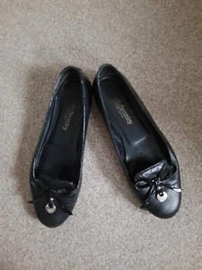 RUSSELL & BROMLEY Black Leather Slip on Pump Ballerina Shoes Size 38 UK 5 - Picture 1 of 13