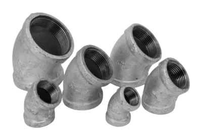 Galvanised Malleable Iron 45 Degree Elbow Pipe Fittings 15mm - 50mm (1/2" - 2") - Image 1 of 4