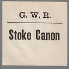 Great Western Railway Luggage Label - Stoke Canon (Lwr Case)