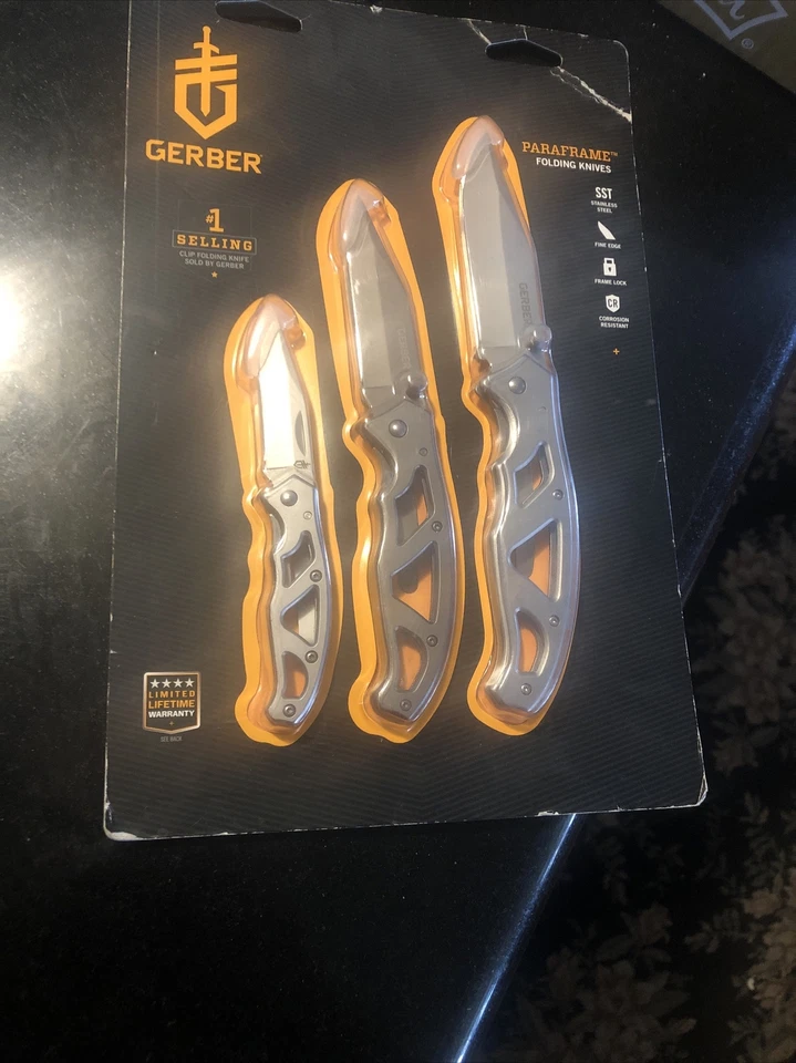 Gerber Paraframe Clip Folding Knives 3 pc Knife Set 31-004141