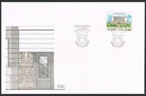 Finland-Aland 13,FDC. 1989.Mariehamn Town Hall,designed by Architect Lars Sonck. - Picture 1 of 1