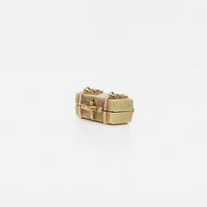Vintage 14K Gold & Enamel Heart in a Suitcase Charm for a Charm Bracelet - Picture 1 of 13