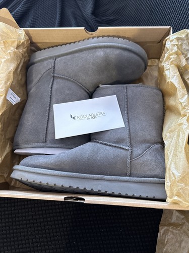 UGG STIVALETTI DONNA CLASSICI GRIGI PELLE DI PECORA PULL ON 8 USA