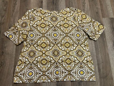 Camisa Charter Club, Para Mujer Talla 1X, Amarillo Marrón Blanco, Algodón Pima, Lujo Foto 1 de 4