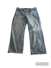 Hollister Jeans Mens 34 x 31 Light Wash Blue High Rise Vintage Baggy Distressed