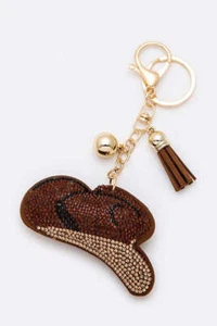 Rhinestone Cowboy Hat Pillow Key Chain - Picture 1 of 2