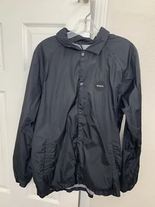 RVCA Jacket Windbreaker Men's Large Black Snap Front - Picture 1 of 5