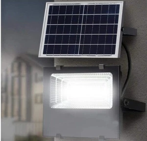 FARO LED PANNELLO SOLARE 25W LUCE FREDDA FARETTO ESTERNO CASA CONTROLLO REMOTO - Foto 1 di 4