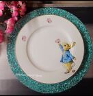 4pc Set Beatrix Potter Peter Rabbit Gold Rimmed Easter Dinner Plates NEW