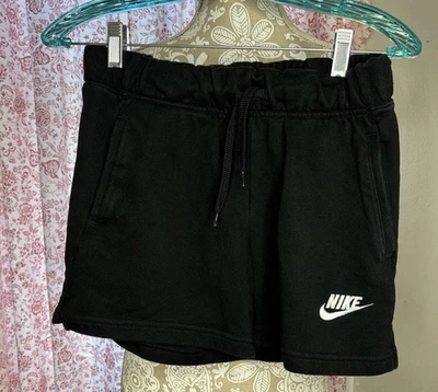Nike Girls XL Sweatpants Shorts Pockets Black Color Swoosh - Image 1 of 3