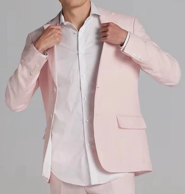 Tommy Hilfiger Hombres Rosa Claro Lino Ajuste Moderno Abrigo Deportivo Chaqueta Talla 48R Nuevo Foto 1 de 4