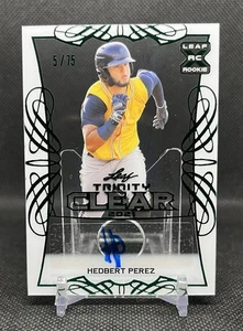 2021 Leaf Trinity HEDBERT PEREZ Rookie GREEN XRC Clear AUTO 05/75 Brewers RC SP - Picture 1 of 3