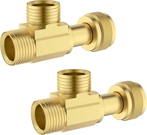 2er Pack Messing Eck Stop Add-A-Tee Ventil - 3/8" Einlass x 3/8" Auslass, Dichtung - Bild 1 von 9