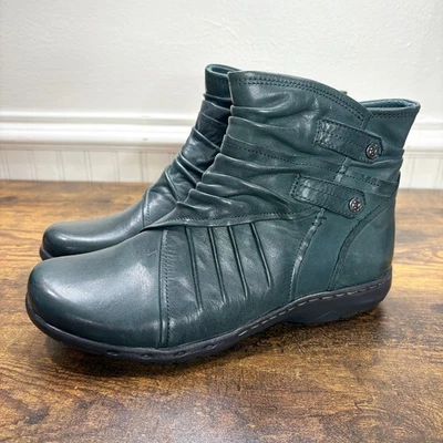 Rockport Cobb Hill Size 7 Leather Ankle Boots Teal Pandora Forest Fairy Indie - Image 1 of 4