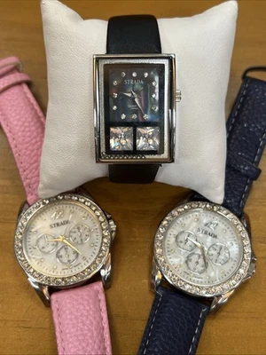 3 Relojes Strada Madreperla Cronógrafo Cuarzo Funcionando con Pilas Nuevas Foto 1 de 4