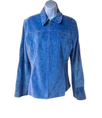 Jaqueta Georgiou Studio azul camurça boho ocidental retrô Y2K tamanho 12 LEIA - Imagem 1 de 4