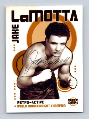 Tarjeta de leyendas de boxeo personalizada autografiada auténtica de Jake LaMotta "Raging Bull" Foto 1 de 2