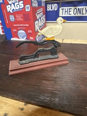 Vintage Duck Cast Iron Nut Cracker Nutcracker Wood Base Country Home 7”x2.25” - Image 1 of 4
