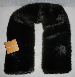 NWT Ellen Tracy Dark Brown Faux Fur Ladies Womens Scarf - Picture 1 of 4