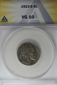 1923-S  .05   ANACS   VG 10    Buffalo Nickel, Indian Nickel, 5 Cent Piece - Picture 1 of 2