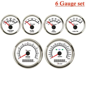 Juego de 6 calibres con transmisores 0-200KM/H GPS velocímetro temperatura del aceite combustible voltios LED azul - Imagen 1 de 4