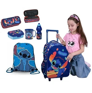 Stitch Set Mochila Trolley Caso Caja Bocadillo Escuela Elemental Niña Bebé - Imagen 1 de 8