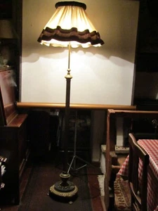 Lampada piantana stile Impero in bronzo rame dorato marmo Francia 1870/80 - Foto 1 di 22