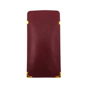 Cartier Glasses Case Mastrin Bordeaux Leather Authentic USED T20526 - Picture 1 of 7
