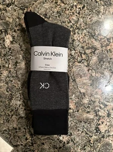 Calvin Klein Mens 4 Pairs Cotton Stretch Logo Gray/Black Crew Sock Set One Size - Picture 1 of 7