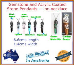 Gemstone Hexagonal Quartz Crystal Healing Point Pendant Amethyst Agate 6.5cms - Picture 1 of 17