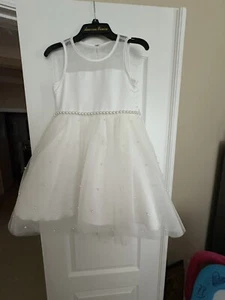 Girls Party American Princess Hi-Lo Dress, White Pearl, Size 8 NEW - Picture 1 of 8