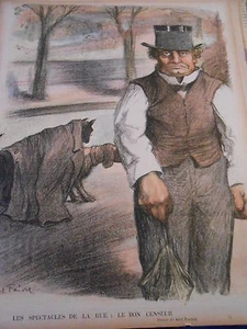 Karikatur 1901 Les Spectacles de la rue Le Bon Censeur Zeichnung von Abel Faivre - Bild 1 von 1