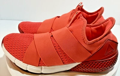 Zapatillas de entrenamiento para mujer REEBOK de malla roja coral sin cordones con correa elástica talla EE. UU. 8 Foto 1 de 4