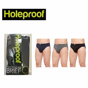 Holeproof Cotton Rib Mens Briefs Jocks Undies Underwear Grey Blue Black MZTO1A - Bild 1 von 5