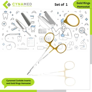 Cynamed Carbide Inserts and Gold Rings Hemostat with Scissors TC Olsen Hegar - Picture 1 of 4