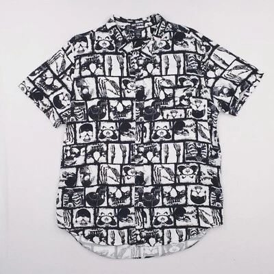 Hot Topic Shirt Mens Extra Large Black White Skeleton Skulls All Over Gothic - Image 1 of 4