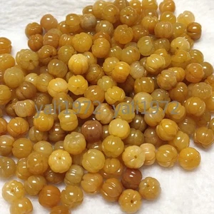 20Pcs Natural 8x10mm Yellow Burma A Jade jadeite Hand-Carved Pumpkin Loose Beads - Picture 1 of 9