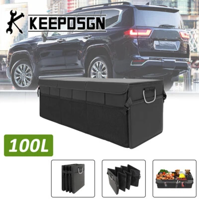 For Toyota Leather SUV Car Rear Trunk Storage Box Organizer Large Bag Foldable - Image 1 of 4